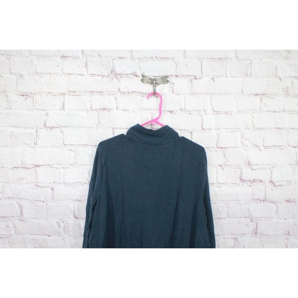 LL Bean Navy Blue Cotton Blend Robe Long Full Zip Size L Pet - Picture 4 of 12